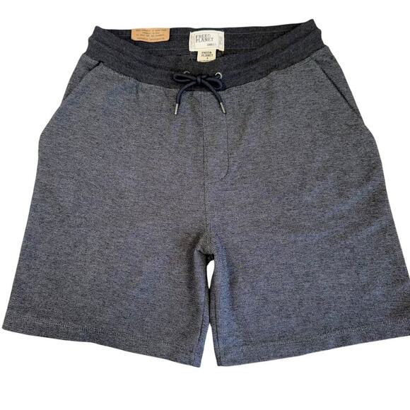 Free Planet Terry Knit Lounge Sweat Shorts Elastic Drawstring Size S Marled Gray - Picture 2 of 12